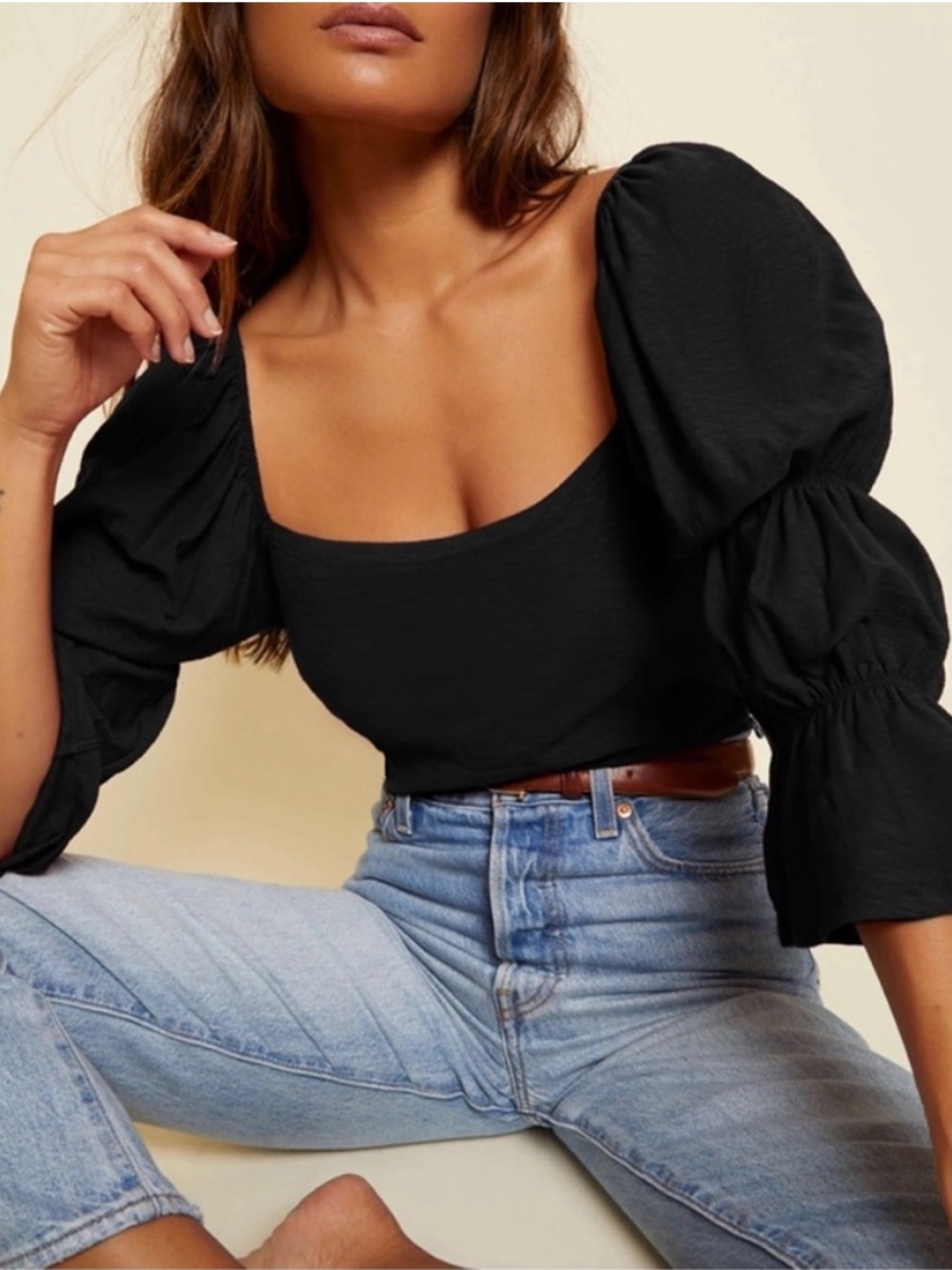 Nation LTD Hillary Romance Top Black Size Small